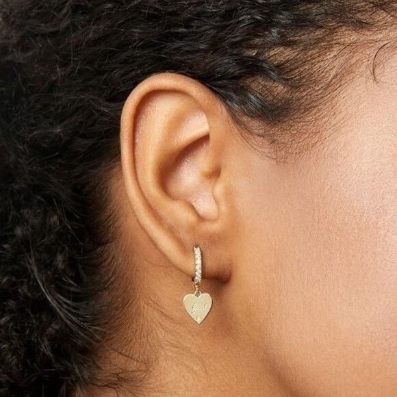 Ana Luisa 14K Gold on Brass Good Karma Heart Earrings with Cubic Zirconia - Picture 2 of 3